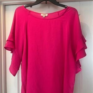 Love Tree Fuchsia Ruffle Sleeve Blouse